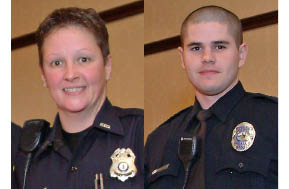 Roanoke City Police Officer Cynthia Berrman and Roanoke County Police Officer Tim Knicely.