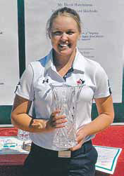 Brooke Henderson hoists the 2014 Scott Robertson Girls 15-18 winner's trophy last May at Roanoke Country Club. The Canadian phenom turned pro in December and won over $132,000 with her 3rd-place finish in the LPGA Swinging Skirts Classic in late April.
